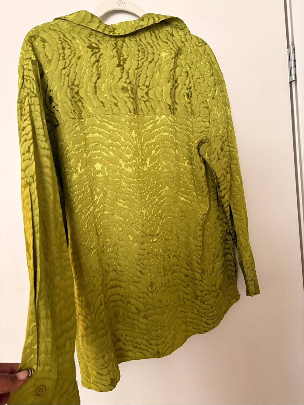 Rachel Zoe Olive Green Textured Silk Blouse - Picture 6 of 9